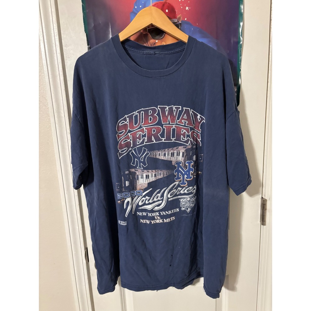 Vintage Puma 2000 World Series Subway Series Yankees vs Mets T-Shirt Navy XL